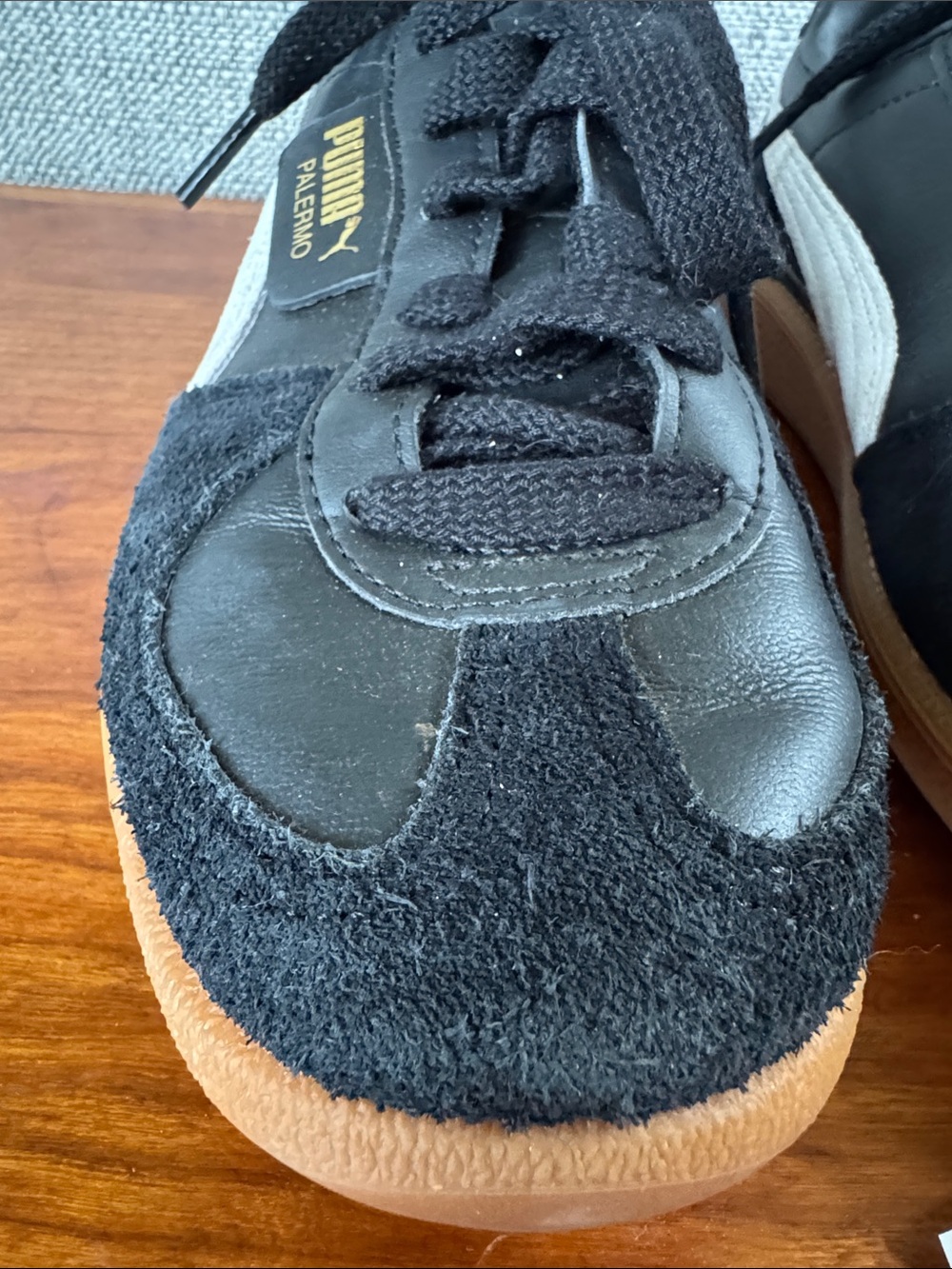 Puma Men's Black & White Suede Sneakers with Gum Sole - Picture 8 of 11